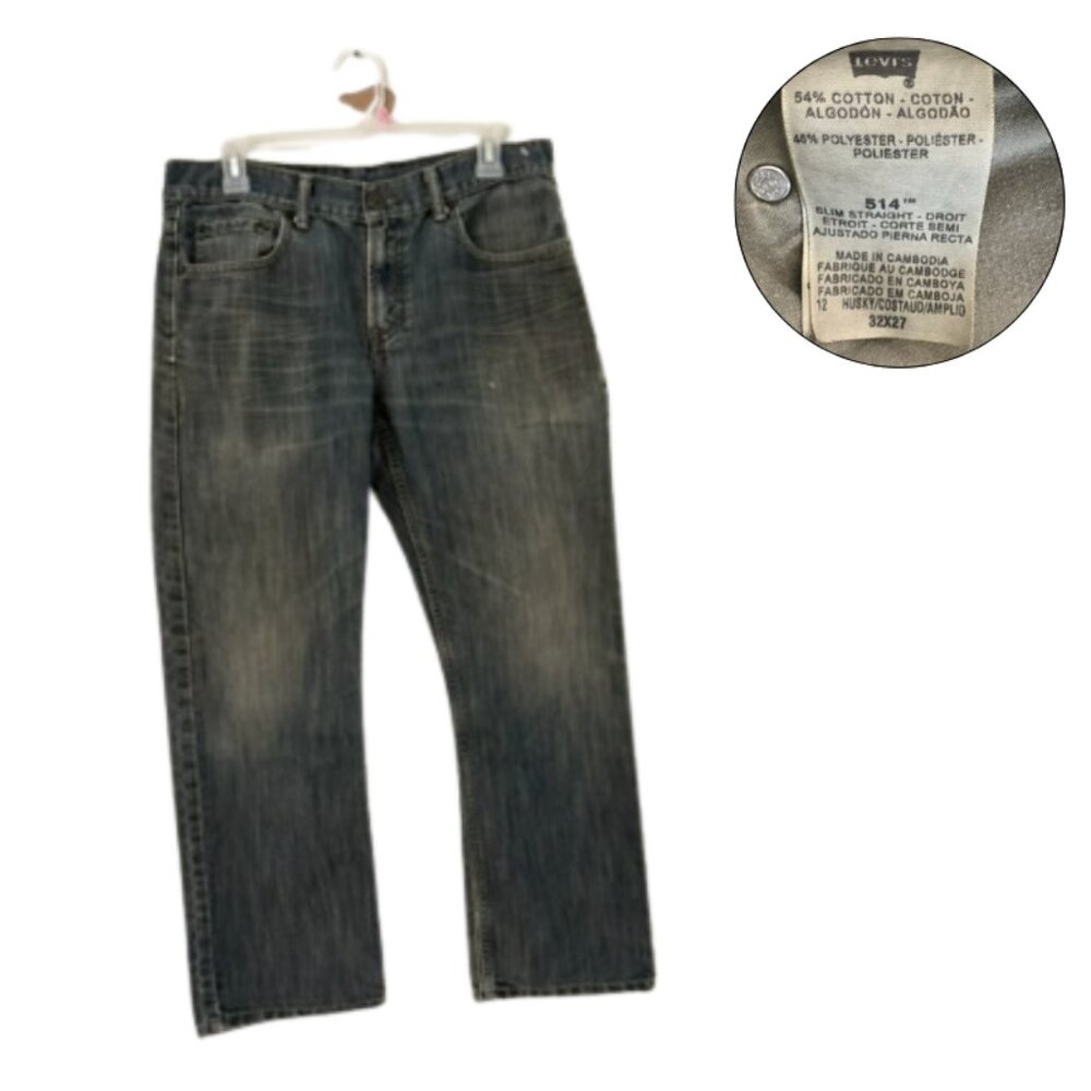 Levi’s 514 Straight Fit Jeans 32x27 Husky Gray Wash